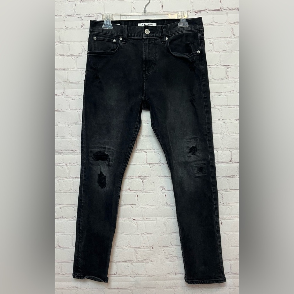 PacSun Distressed Slim Taper Black Jeans